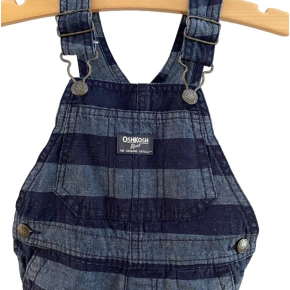 OshKosh Lightweight Blue Stripe Shortalls 24 Months - Picture 4 of 6